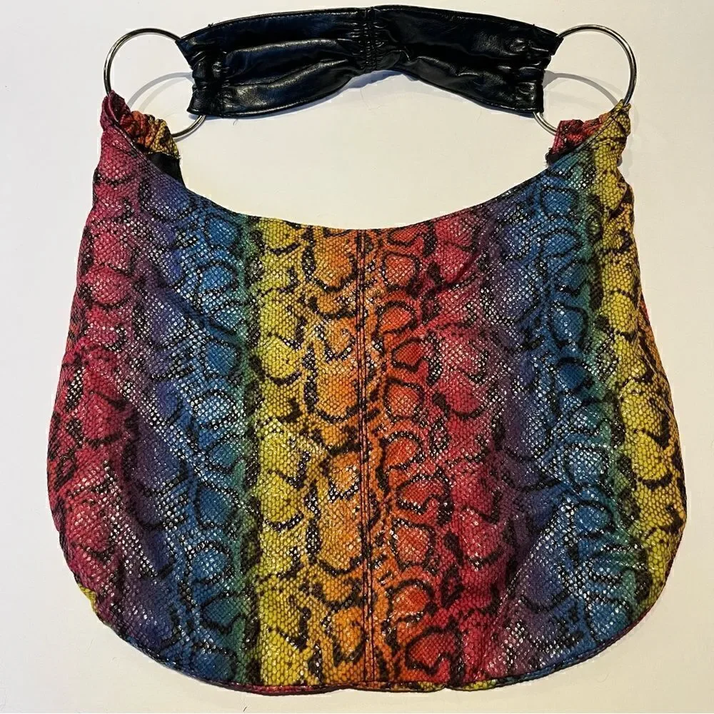 Hand Bag Boho Multi color Blue, red, yellow medium size.